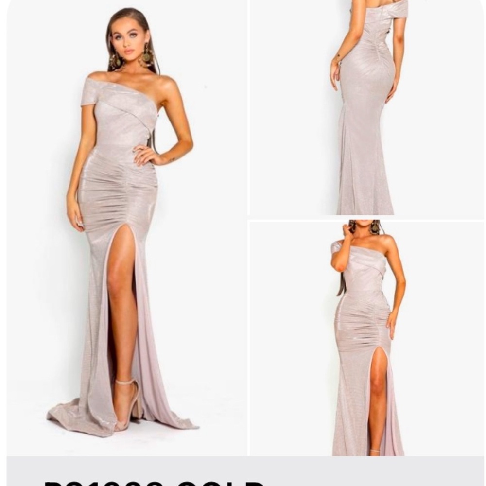 Chic Off-Shoulder Silver Gown